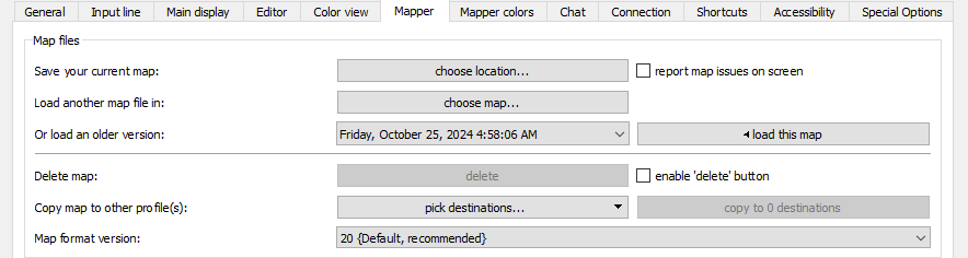 Mapper format settings